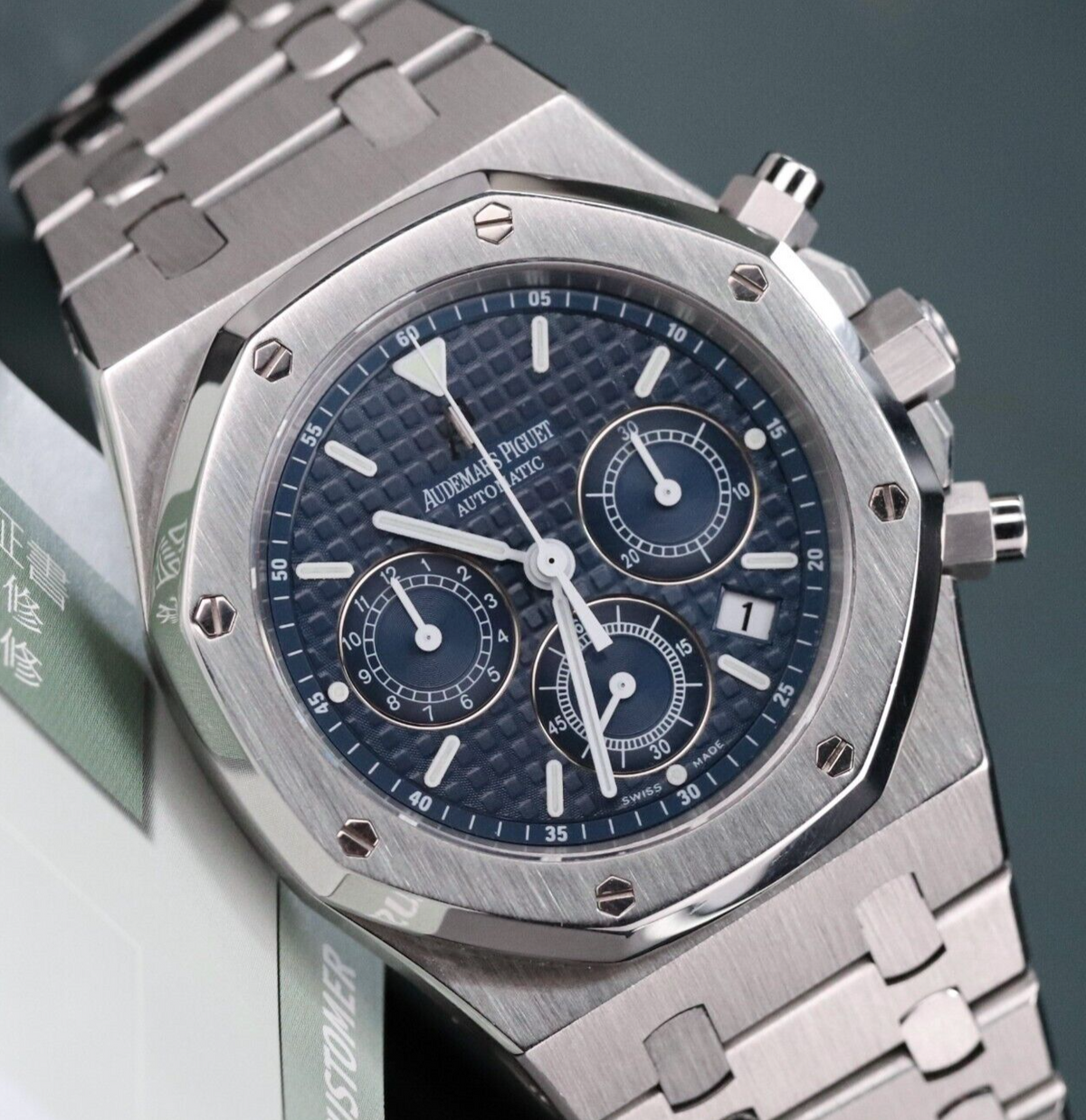 Audemars Piguet Royal Oak Chrono 39mm Blue White Dial RARE 26300ST.OO.1110ST.03 - Box & Paper