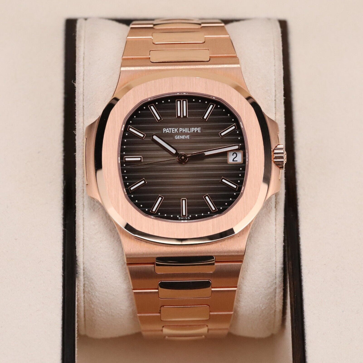 Patek Philippe Nautilus 5711/1R Complete 40mm Rose Gold Case Brown Sunburst Dial Rose Bracelet 2016