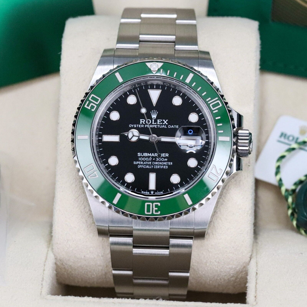 Rolex Submariner STARBUCKS Green Bezel Black Dial Oyster Steel Bracelet Sub Date 126610LV
