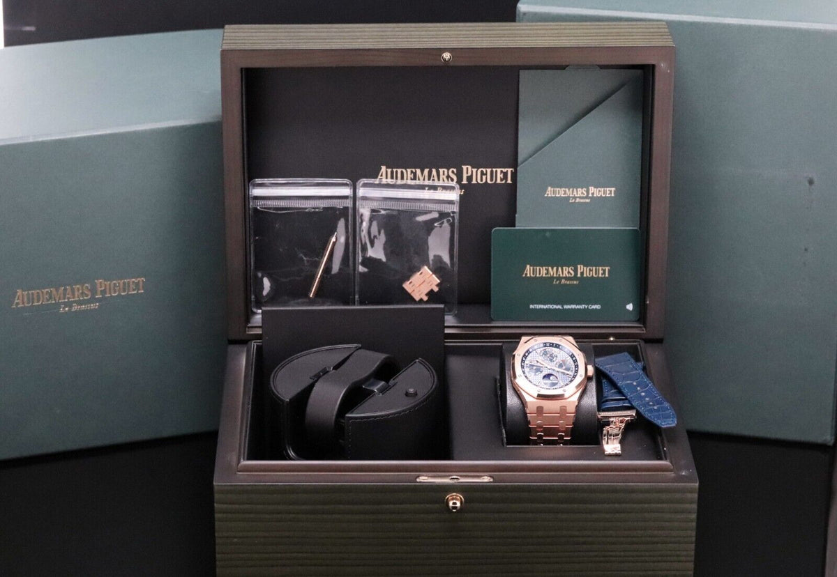 Audemars Piguet Royal Oak Perpetual Calendar 41m Rose Gold Ice Blue 26574OR