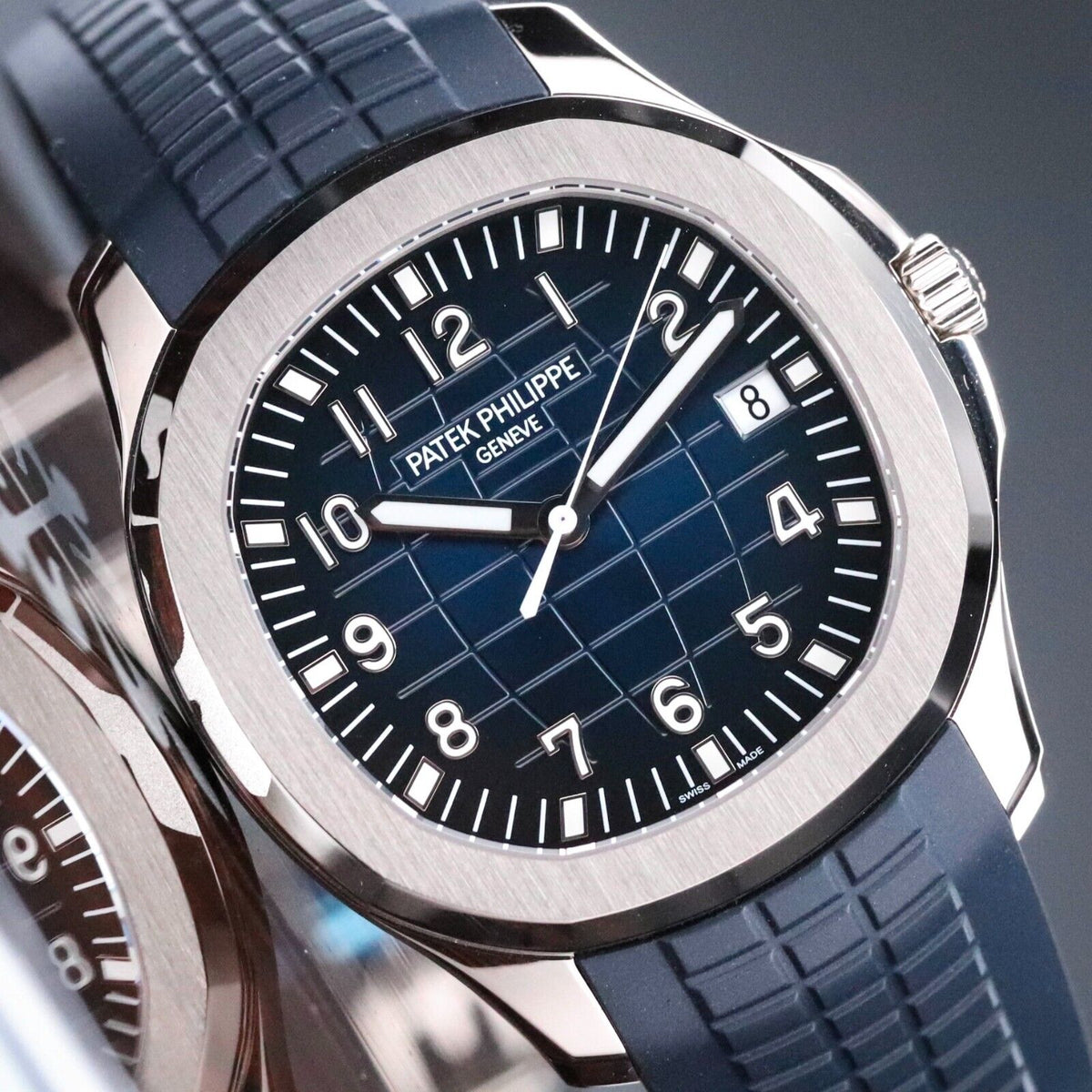 Patek Philippe Aquanaut White Gold Blue Dial Blue Rubber Strap 42mm - 5168G-001 5168G