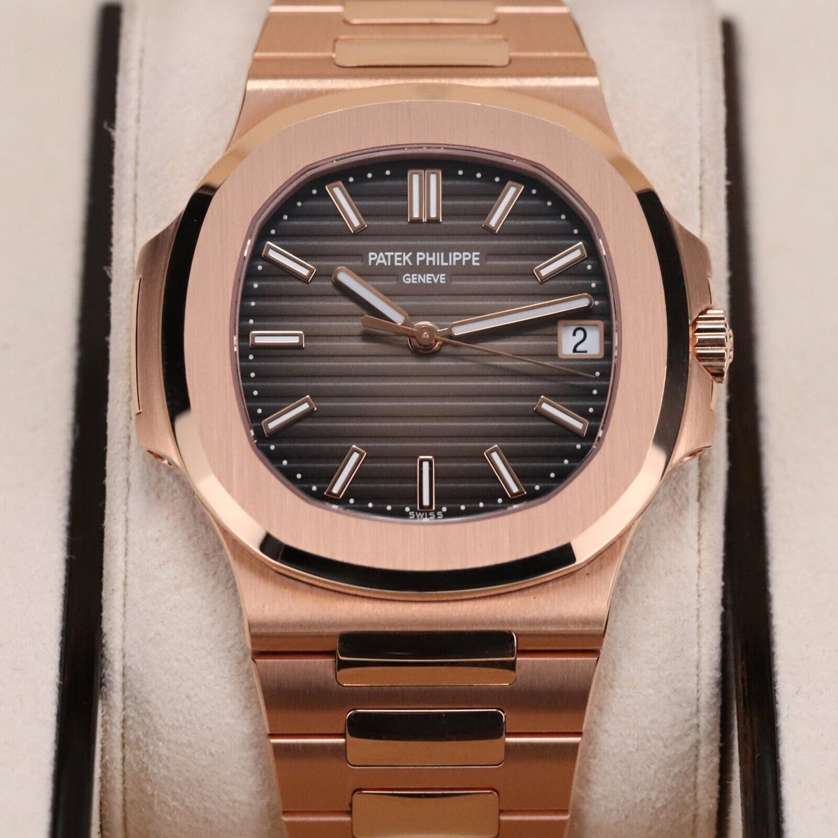 Patek Philippe Nautilus 5711/1R Complete 40mm Rose Gold Case Brown Sunburst Dial Rose Bracelet 2016