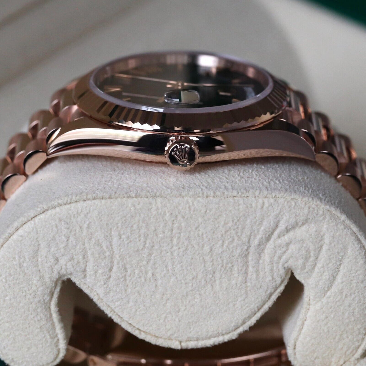 Rolex Day Date 40 Slate Ombre Gradient 18k Rose Gold Roman Smoked Dial 228235