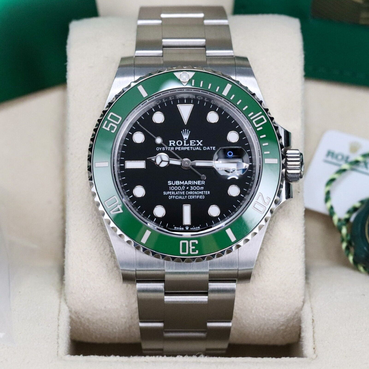 Rolex Submariner STARBUCKS Green Bezel Black Dial Oyster Steel Bracelet Sub Date 126610LV