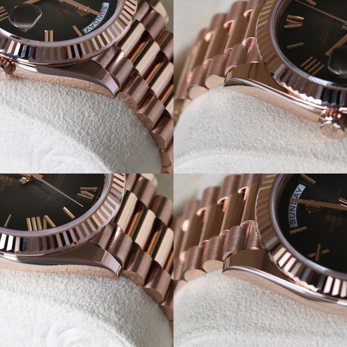 Rolex Day Date 40 Slate Ombre Gradient 18k Rose Gold Roman Smoked Dial 228235