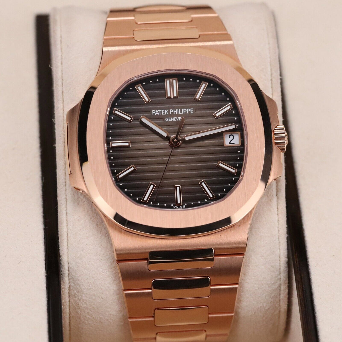 Patek Philippe Nautilus 5711/1R Complete 40mm Rose Gold Case Brown Sunburst Dial Rose Bracelet 2016