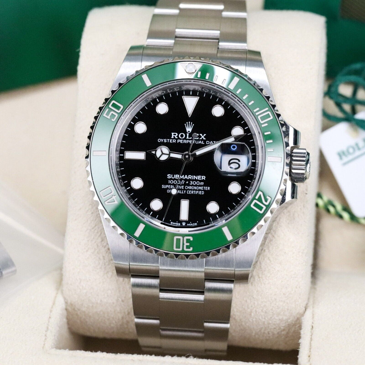 Rolex Submariner STARBUCKS Green Bezel Black Dial Oyster Steel Bracelet Sub Date 126610LV