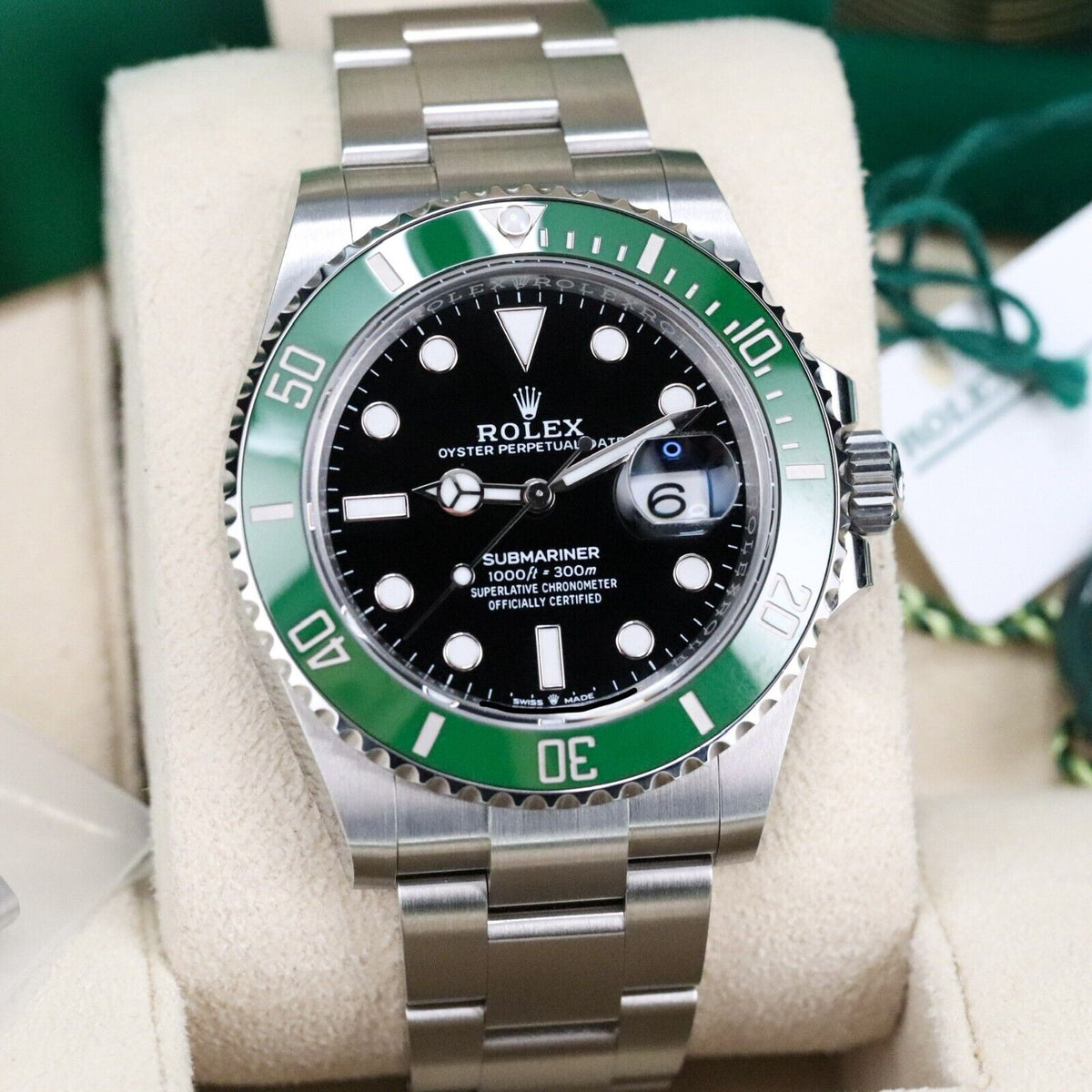 Rolex Submariner STARBUCKS Green Bezel Black Dial Oyster Steel Bracelet Sub Date 126610LV