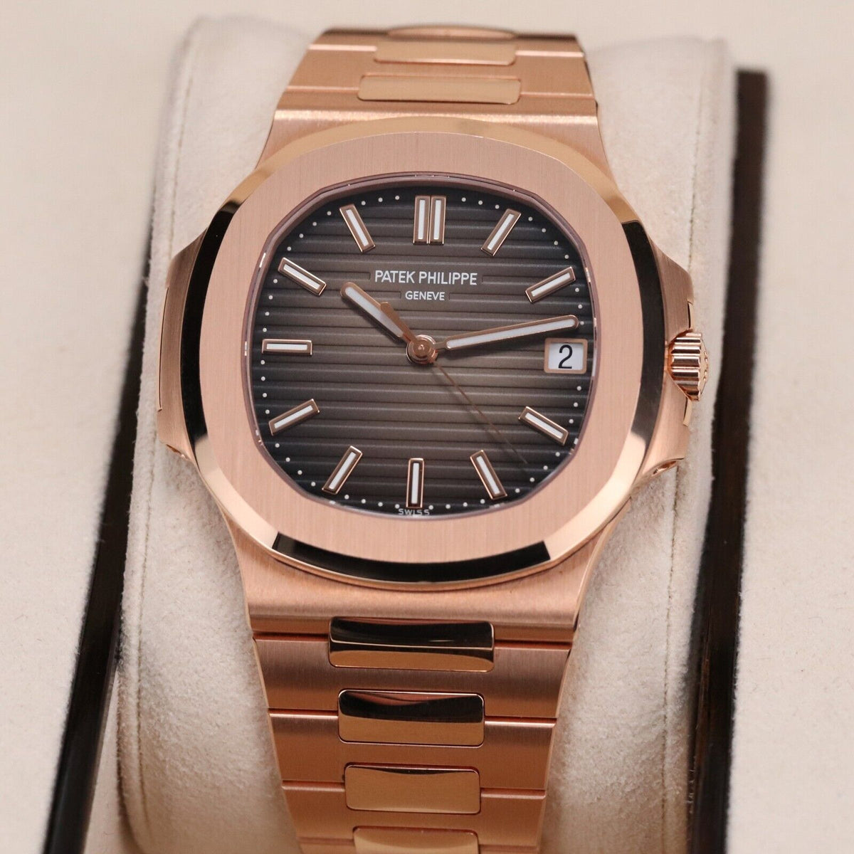 Patek Philippe Nautilus 5711/1R Complete 40mm Rose Gold Case Brown Sunburst Dial Rose Bracelet 2016