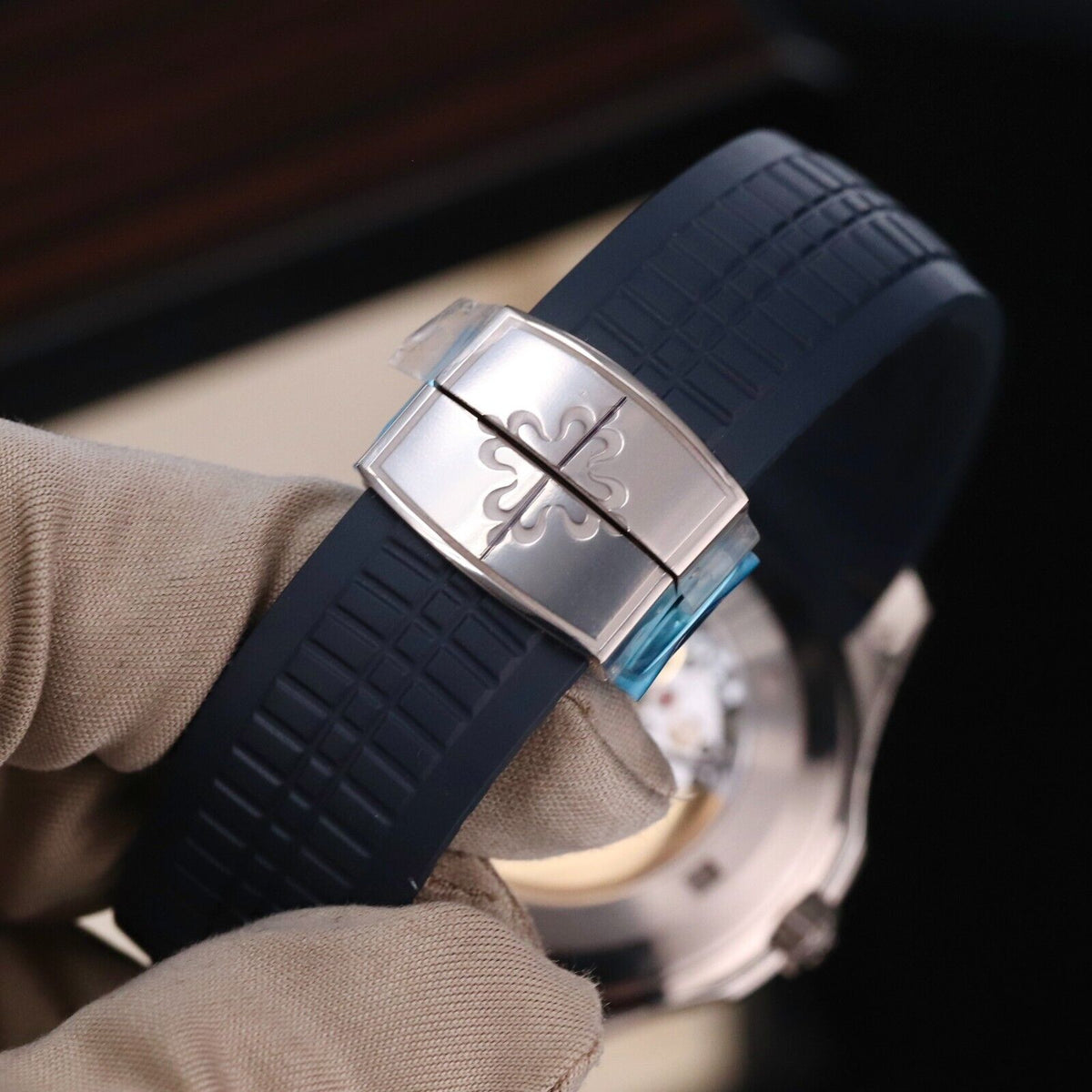 Patek Philippe Aquanaut White Gold Blue Dial Blue Rubber Strap 42mm - 5168G-001 5168G