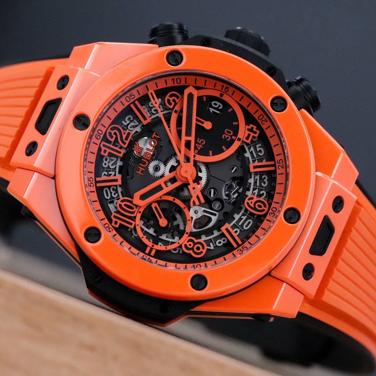 Hublot Big Bang Unico Orange 42mm Limited Skeleton Dial Ceramic Orange on Rubber 441.CU.5910.RX