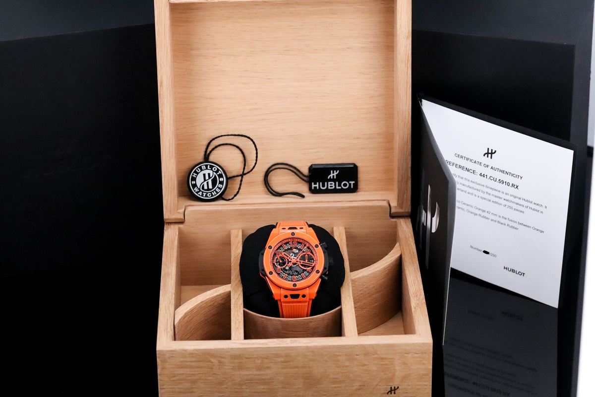Hublot Big Bang Unico Orange 42mm Limited Skeleton Dial Ceramic Orange on Rubber 441.CU.5910.RX