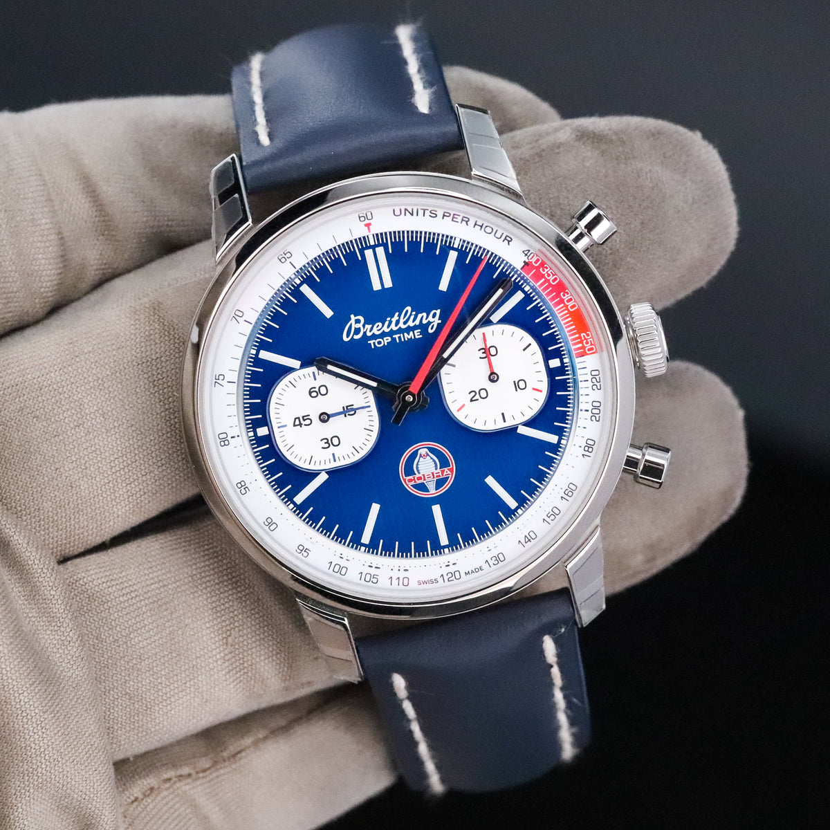 Breitling Top Time B01 Shelby 41mm Blue Dial Cobra Sapphire Crystal Stainless Chronograph AB01763A