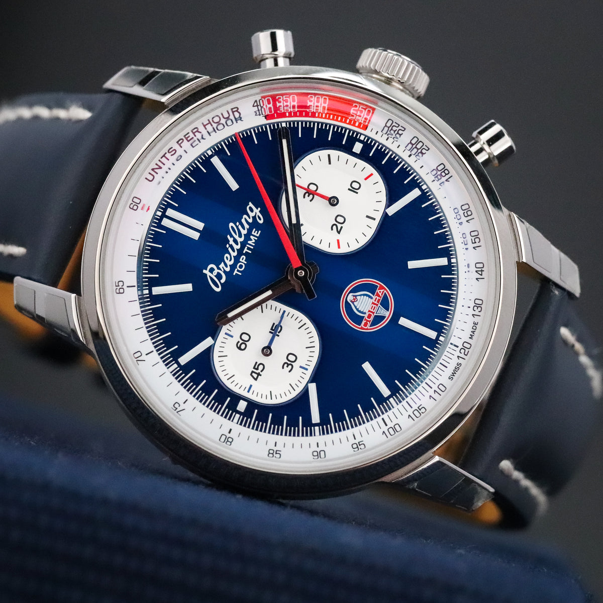 Breitling Top Time B01 Shelby 41mm Blue Dial Cobra Sapphire Crystal Stainless Chronograph AB01763A