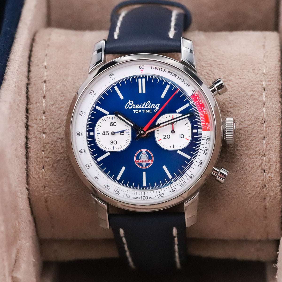 Breitling Top Time B01 Shelby 41mm Blue Dial Cobra Sapphire Crystal Stainless Chronograph AB01763A