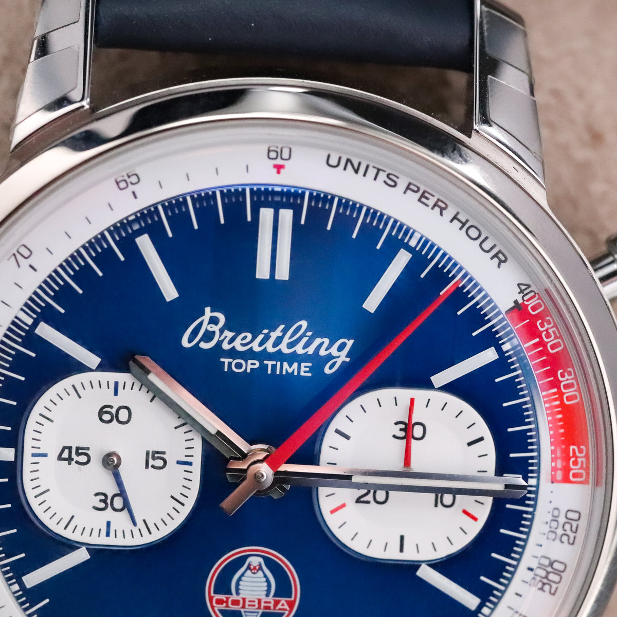 Breitling Top Time B01 Shelby 41mm Blue Dial Cobra Sapphire Crystal Stainless Chronograph AB01763A