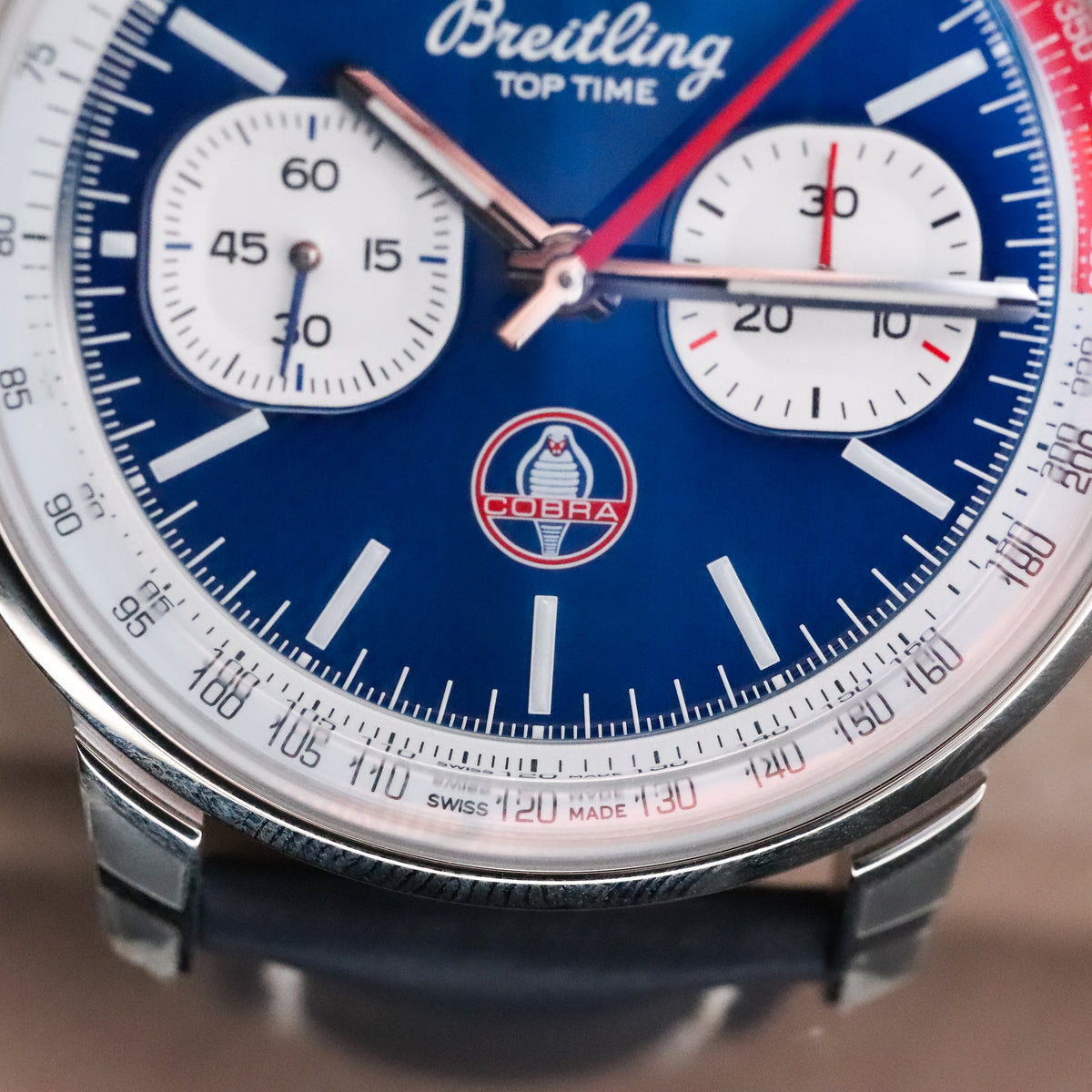 Breitling Top Time B01 Shelby 41mm Blue Dial Cobra Sapphire Crystal Stainless Chronograph AB01763A