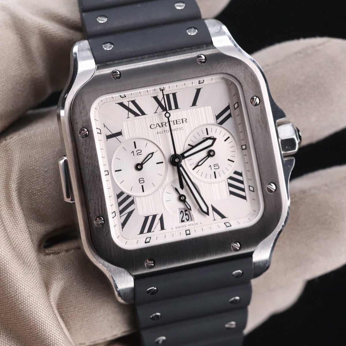 Cartier Santos De Cartier Chronograph 43.3mm Extra Large Model White Silver Roman WSSA0017