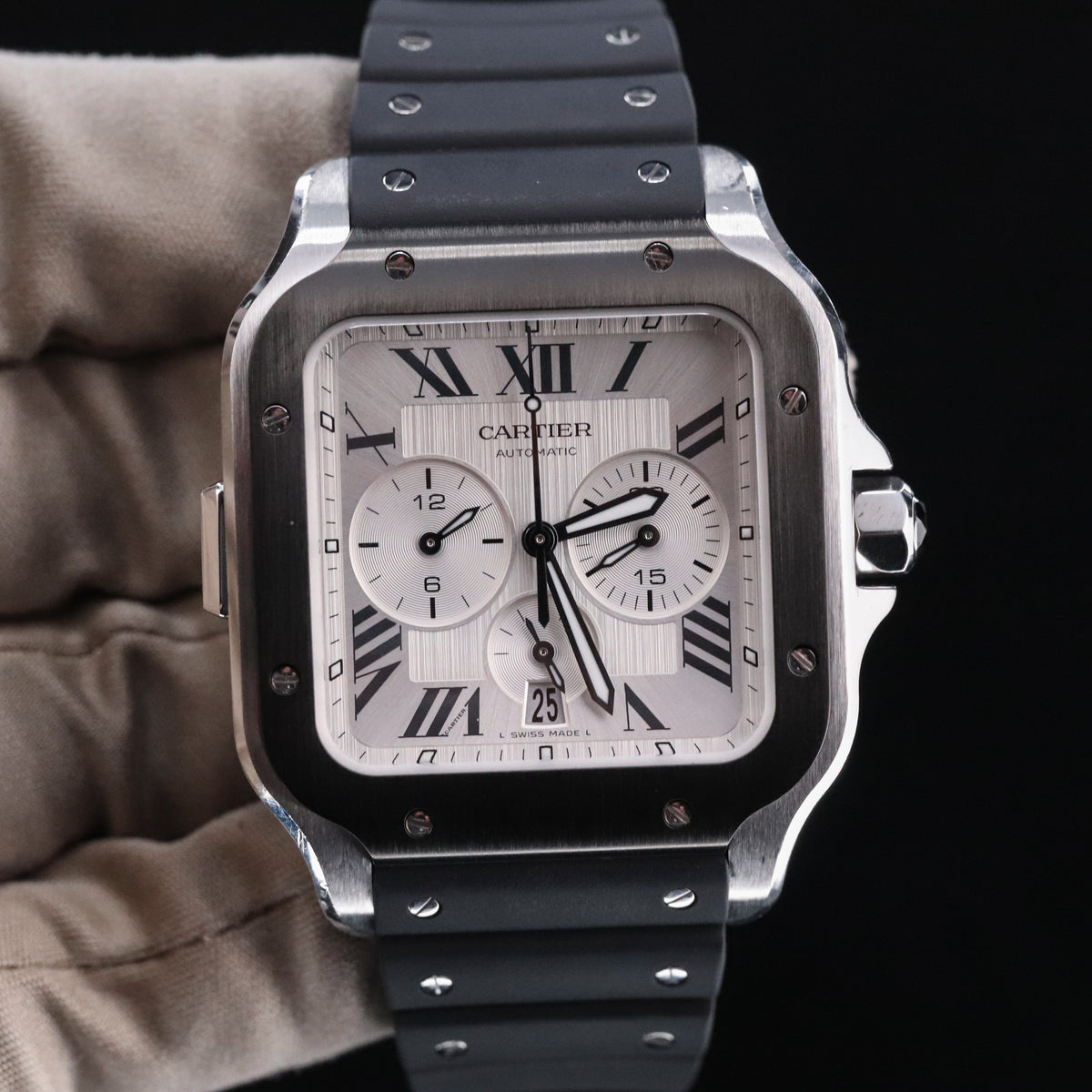Cartier Santos De Cartier Chronograph 43.3mm Extra Large Model White Silver Roman WSSA0017