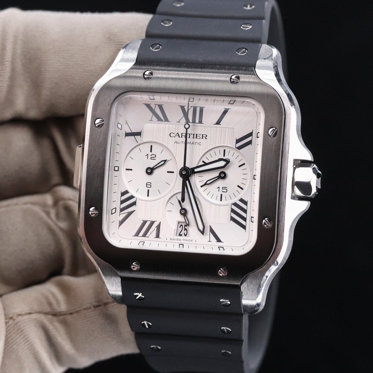Cartier Santos De Cartier Chronograph 43.3mm Extra Large Model White Silver Roman WSSA0017