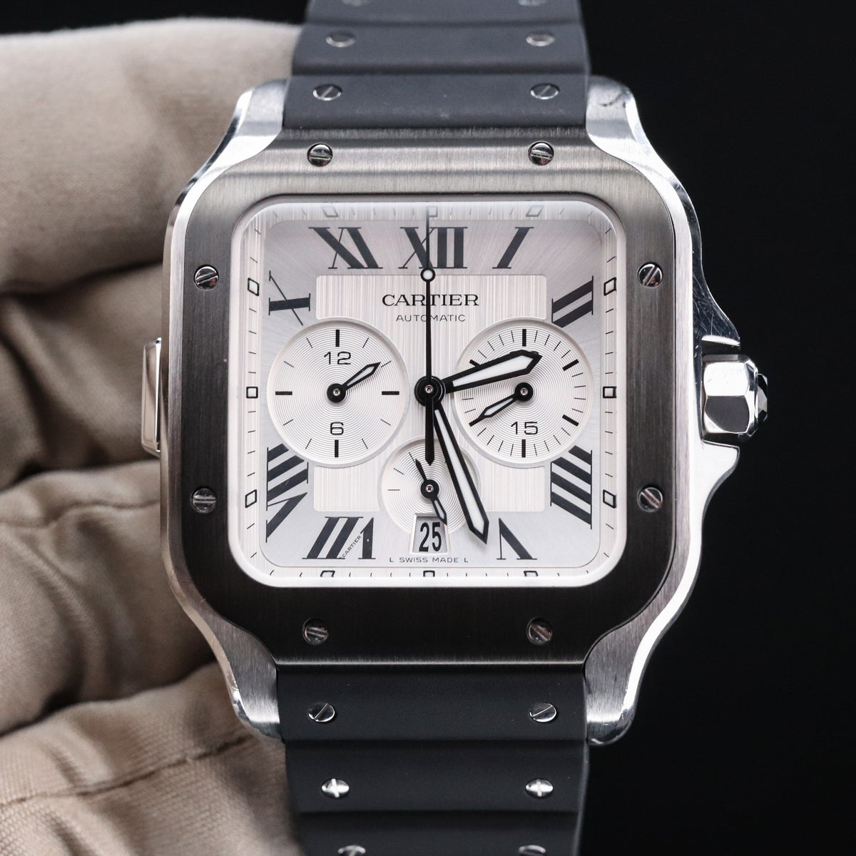 Cartier Santos De Cartier Chronograph 43.3mm Extra Large Model White Silver Roman WSSA0017