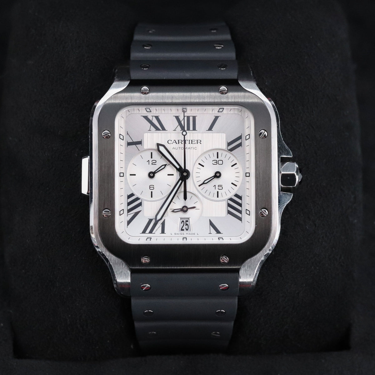 Cartier Santos De Cartier Chronograph 43.3mm Extra Large Model White Silver Roman WSSA0017