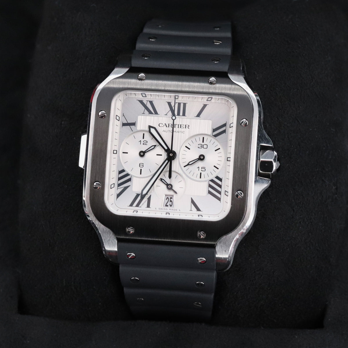 Cartier Santos De Cartier Chronograph 43.3mm Extra Large Model White Silver Roman WSSA0017