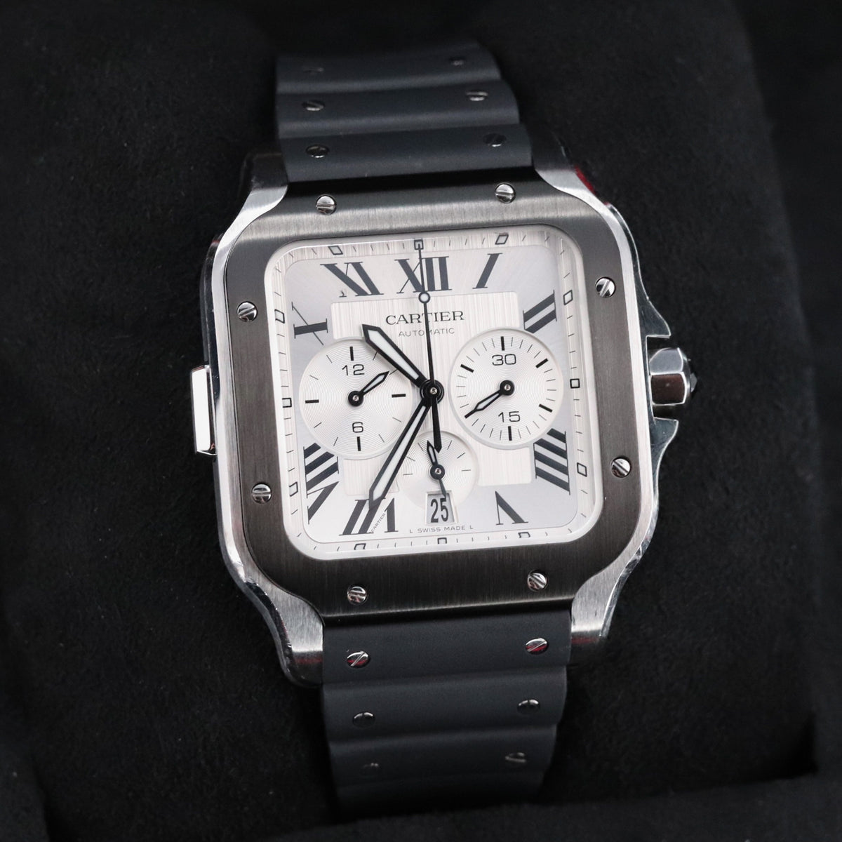 Cartier Santos De Cartier Chronograph 43.3mm Extra Large Model White Silver Roman WSSA0017