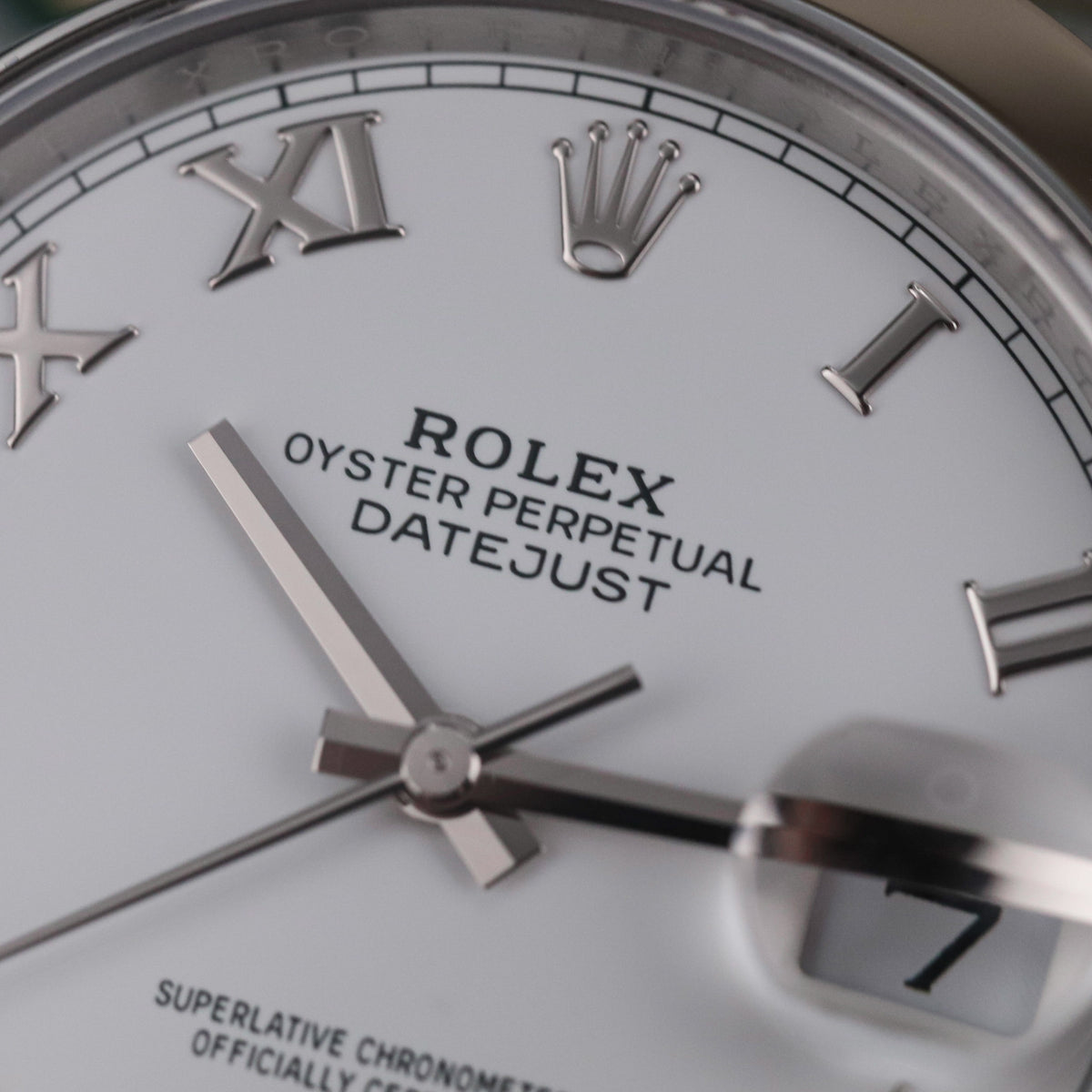 Rolex Datejust 41 White Roman Dial Smooth Bezel Lacquer Oyster Steel 126300