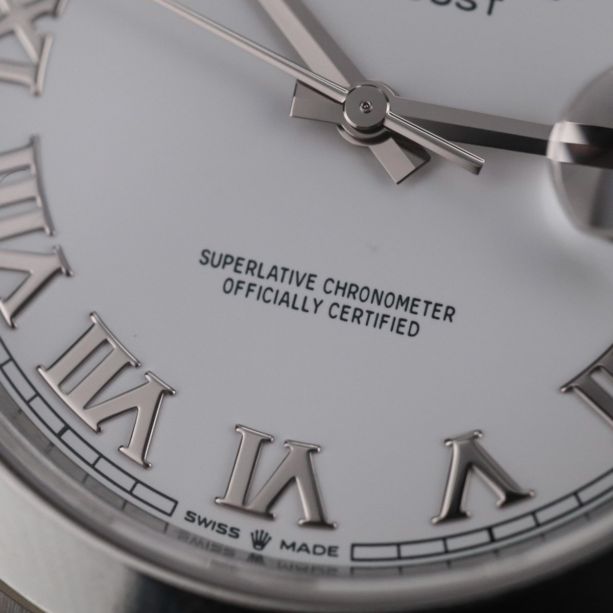 Rolex Datejust 41 White Roman Dial Smooth Bezel Lacquer Oyster Steel 126300