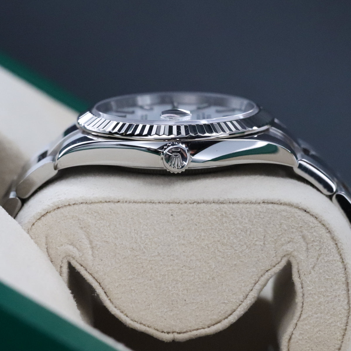 Rolex Datejust 41 White Stick Dial Fluted White Gold Bezel Oyster Bracelet 126334