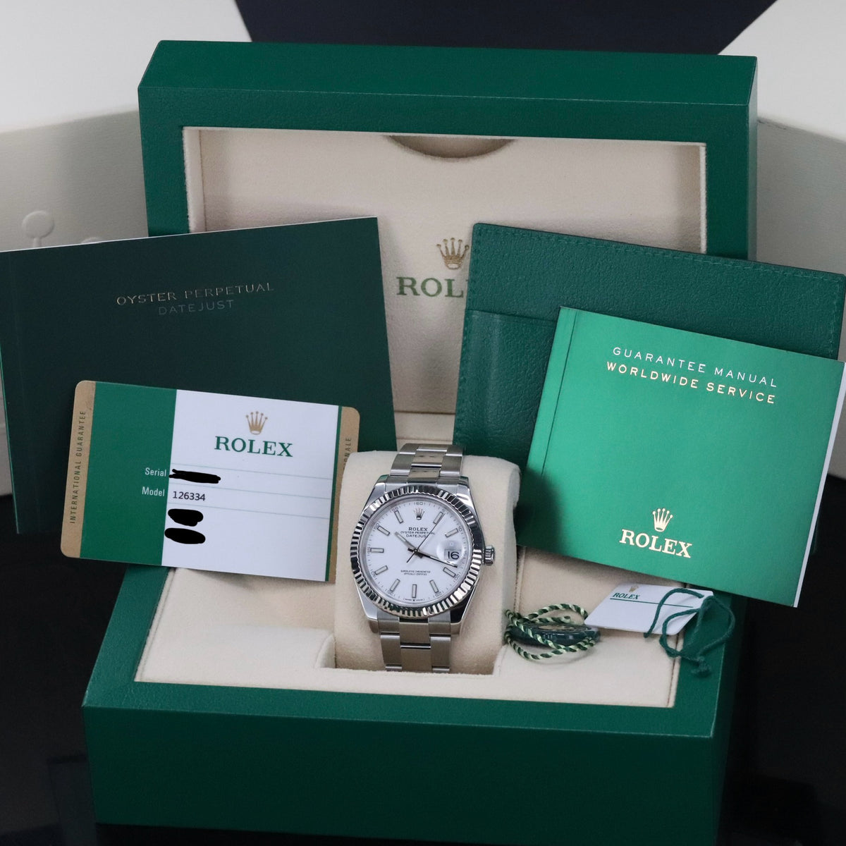 Rolex Datejust 41 White Stick Dial Fluted White Gold Bezel Oyster Bracelet 126334