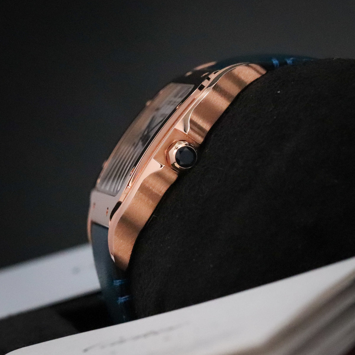 Cartier Santos Large 2023 Complete 40mm Rose Gold White Roman Dial Blue Strap WGSA0019