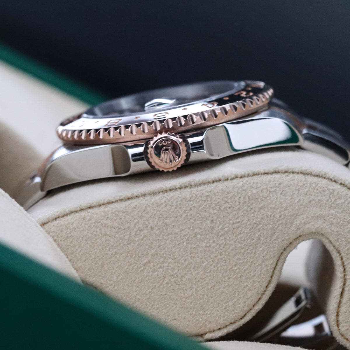 Rolex GMT Master II Rootbeer 40mm Two Tone Rose Gold Black Dial Black Brown Ceramic Bezel 12671CHNR