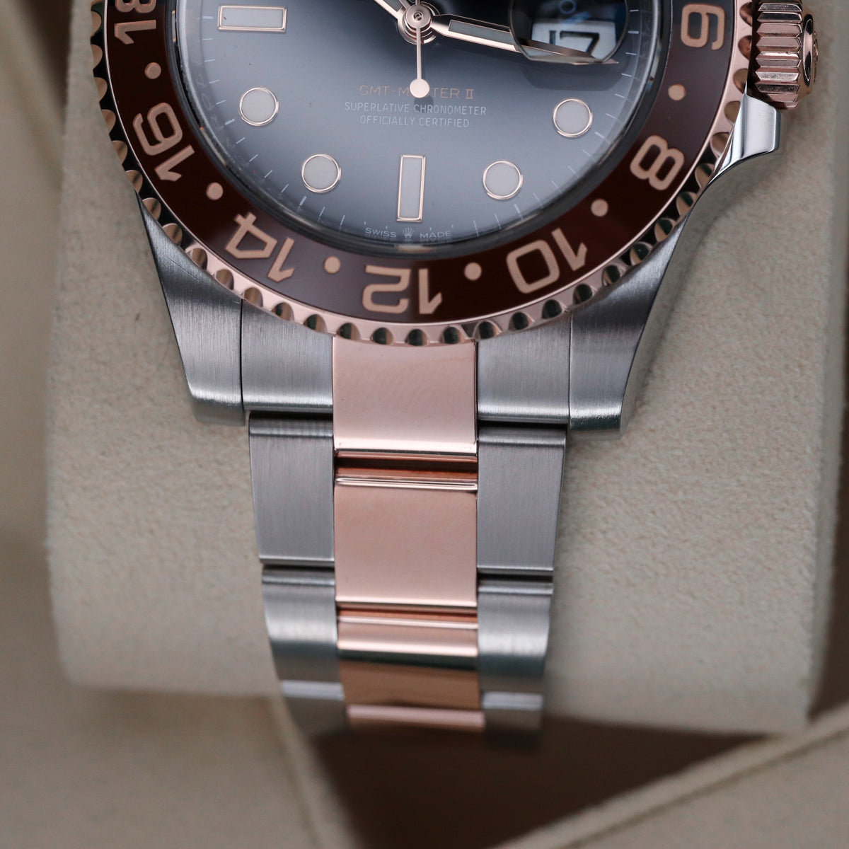 Rolex GMT Master II Rootbeer 40mm Two Tone Rose Gold Black Dial Black Brown Ceramic Bezel 12671CHNR