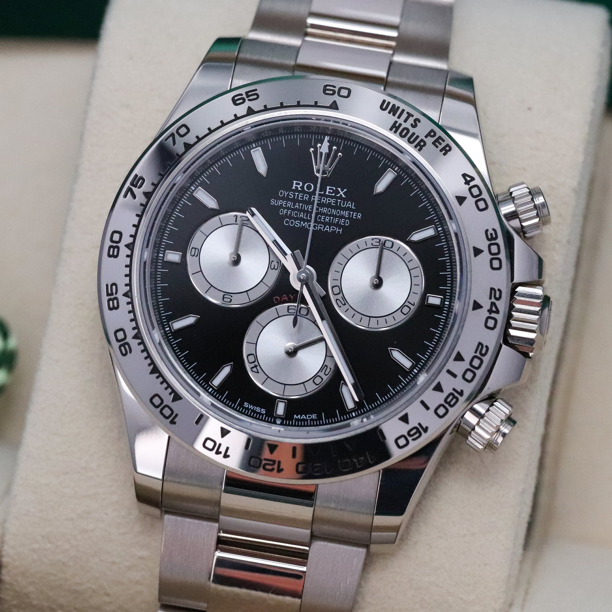 Rolex Daytona Baby LeMans 2025 Complete 40mm White Gold Black Dial Silver Sub Dials Oyster 126509