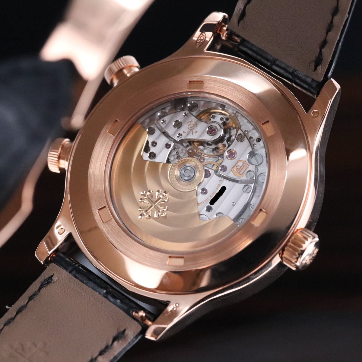 Patek Philippe Calatrava Pilot Travel Time Complete 42mm Rose Gold Brown Sunburst Dial Brown Calfskin Strap 5524R-001