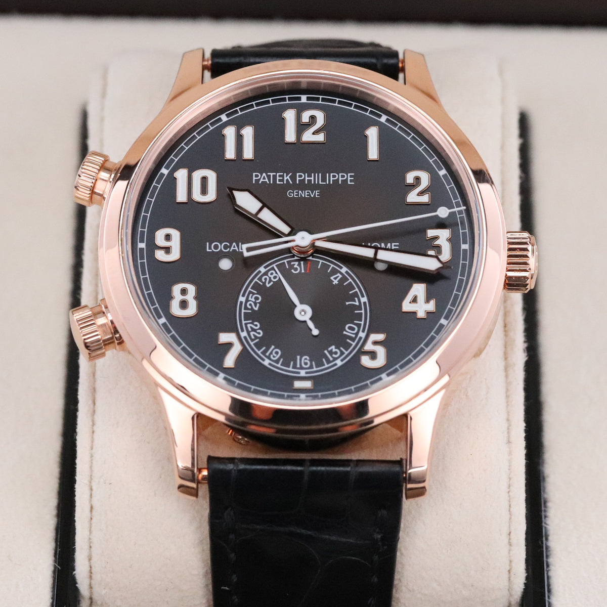 Patek Philippe Calatrava Pilot Travel Time Complete 42mm Rose Gold Brown Sunburst Dial Brown Calfskin Strap 5524R-001