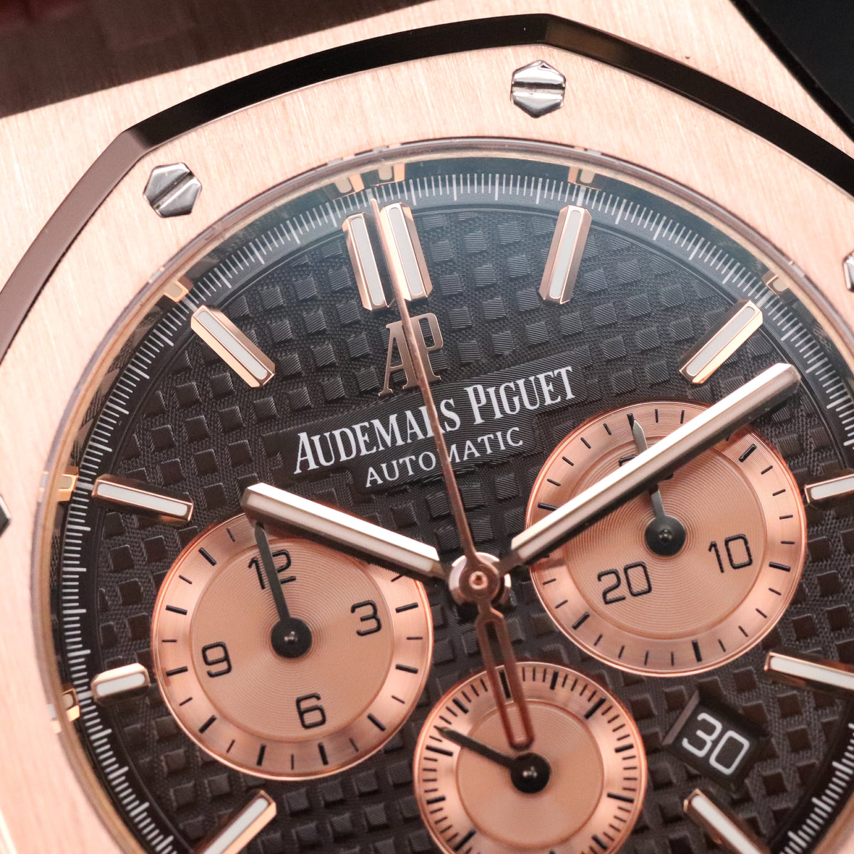 Audemars Piguet Royal Oak Chrono 2023 Complete 41mm Rose Gold Brown Chocolate Dial Brown Leather Strap 26331OR