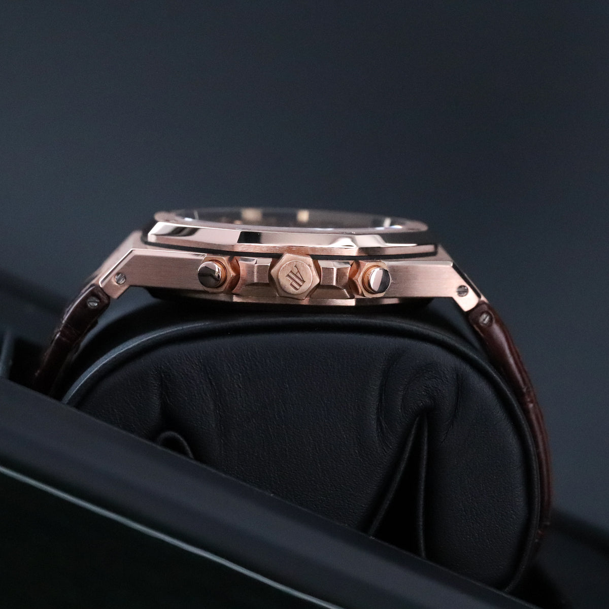 Audemars Piguet Royal Oak Chrono 2023 Complete 41mm Rose Gold Brown Chocolate Dial Brown Leather Strap 26331OR