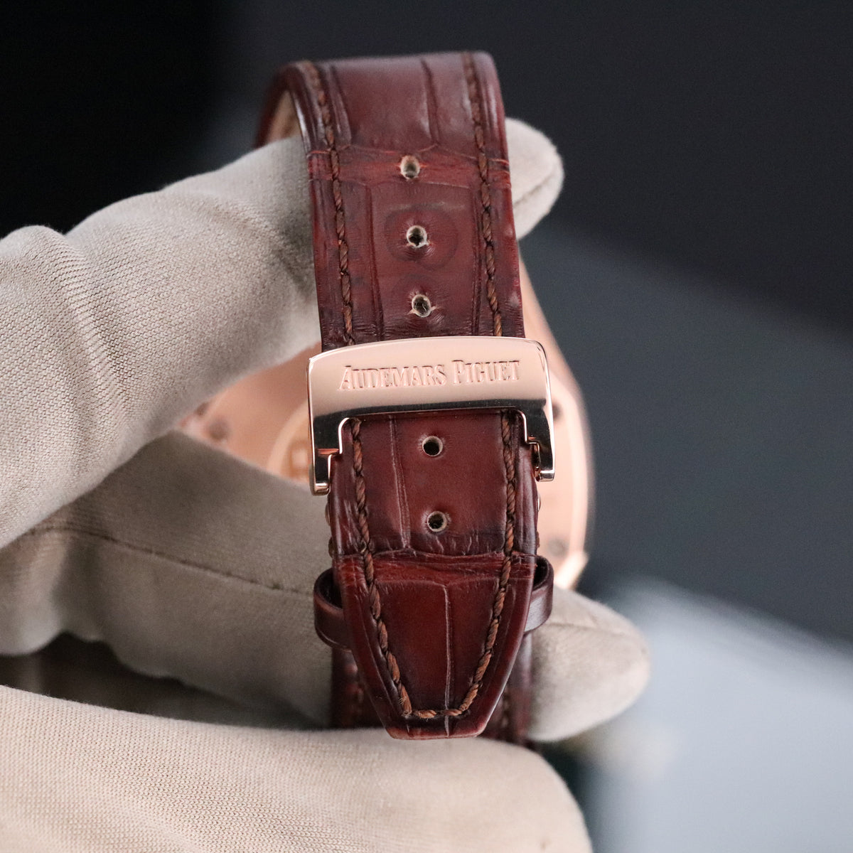 Audemars Piguet Royal Oak Chrono 2023 Complete 41mm Rose Gold Brown Chocolate Dial Brown Leather Strap 26331OR