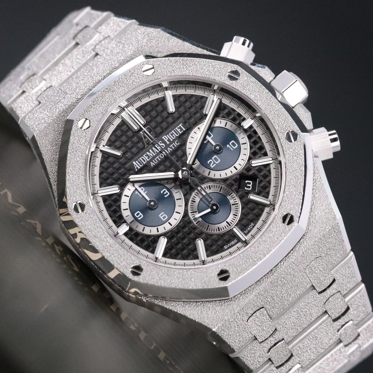 Audemars Piguet Royal Oak Chronograph Complete 41mm Frosted White Gold Black Dial Frosted Bracelet 26331BC.GG.1224BC.03 - Limited to 111 Pieces