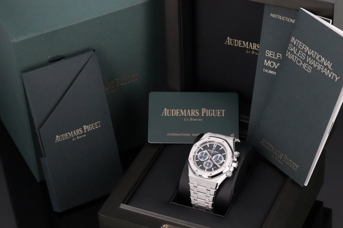 Audemars Piguet Royal Oak Chronograph Complete 41mm Frosted White Gold Black Dial Frosted Bracelet 26331BC.GG.1224BC.03 - Limited to 111 Pieces
