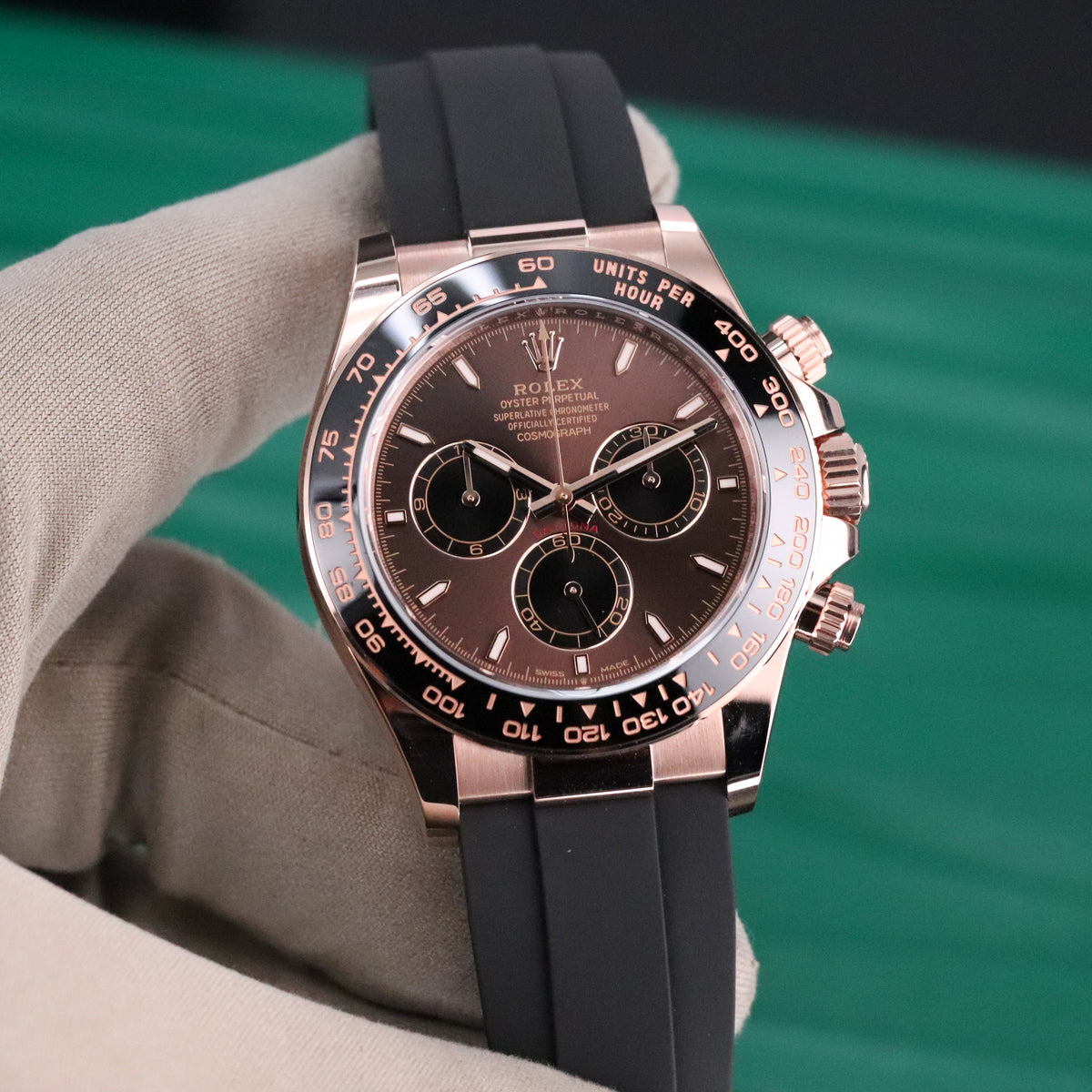 Rolex Cosmograph Daytona 2025 Complete 40mm Rose Gold Brown Dial Black Oysterflex Strap 126515LN