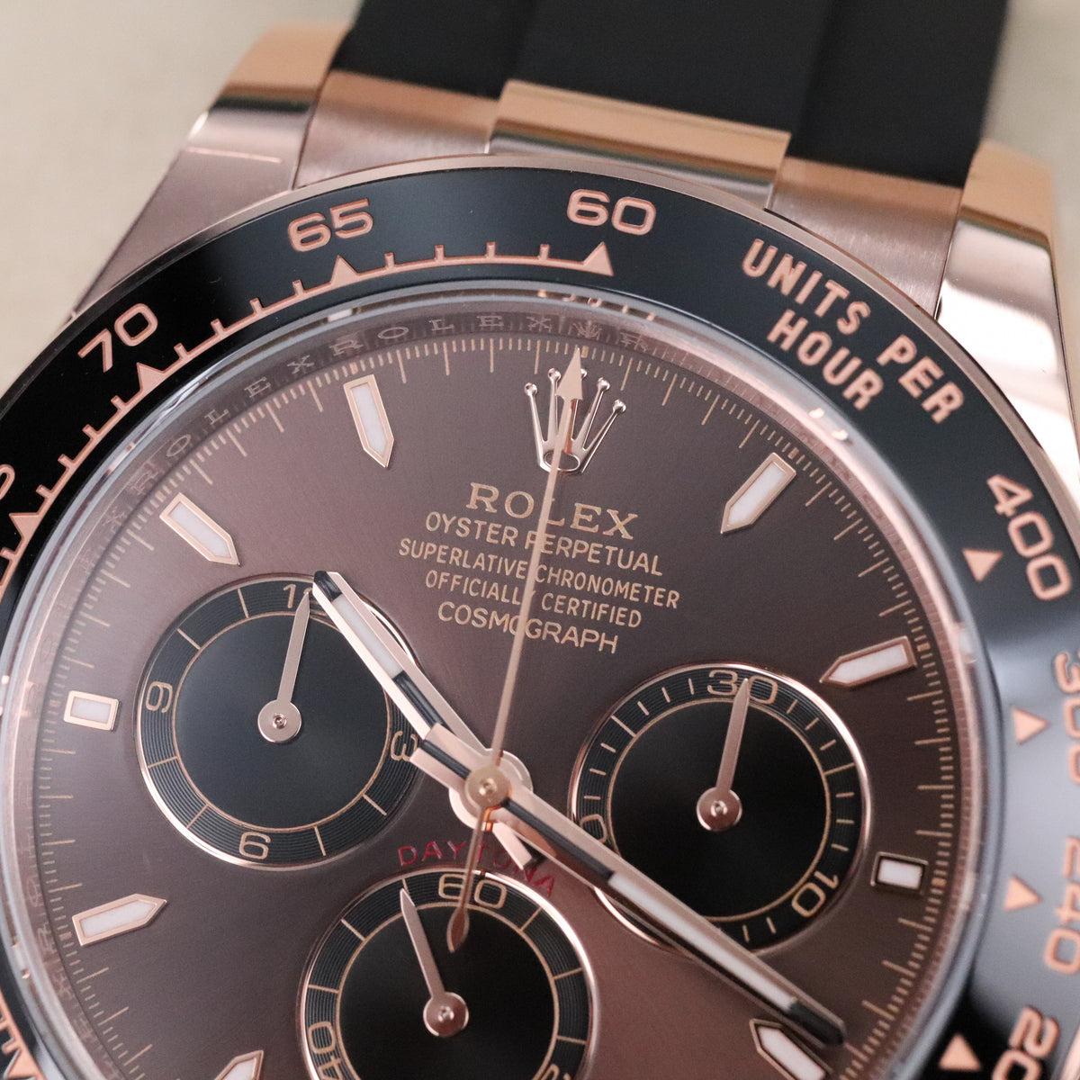 Rolex Cosmograph Daytona 2025 Complete 40mm Rose Gold Brown Dial Black Oysterflex Strap 126515LN