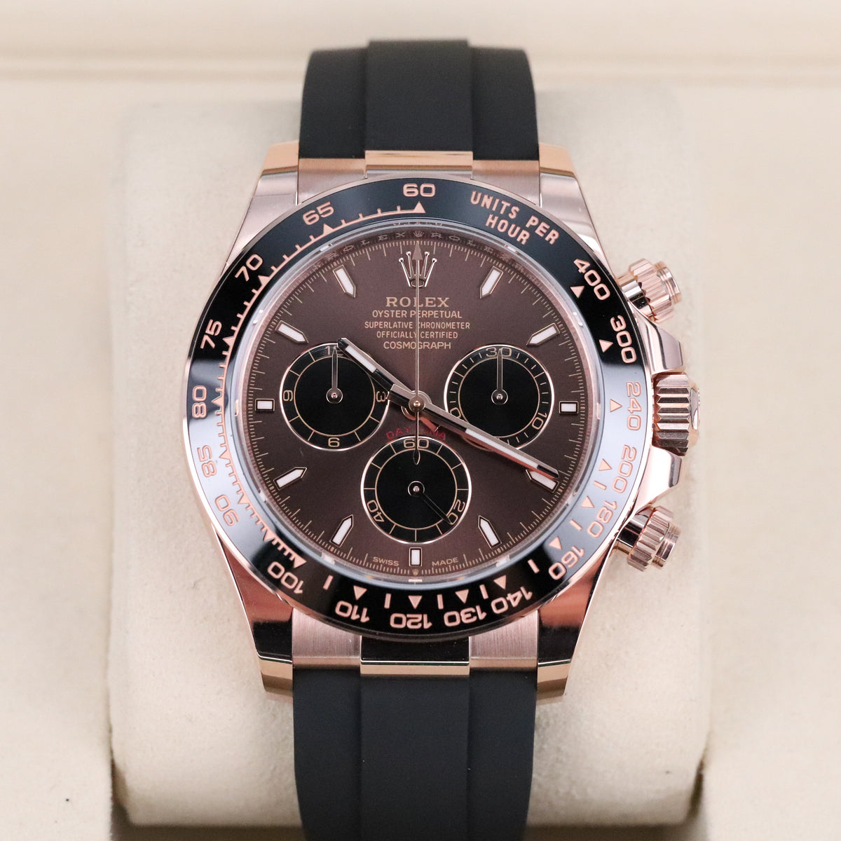 Rolex Cosmograph Daytona 2025 Complete 40mm Rose Gold Brown Dial Black Oysterflex Strap 126515LN