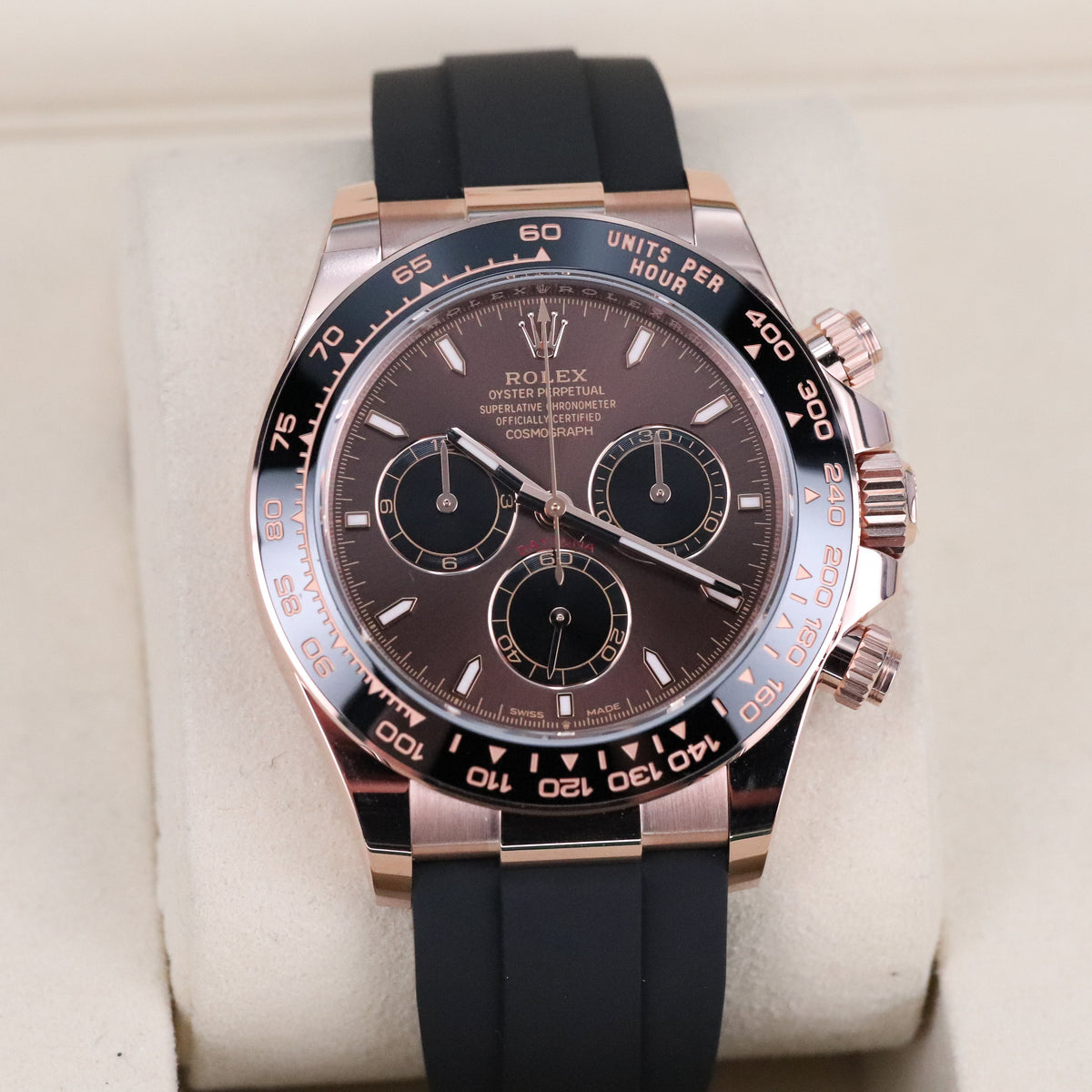 Rolex Cosmograph Daytona 2025 Complete 40mm Rose Gold Brown Dial Black Oysterflex Strap 126515LN