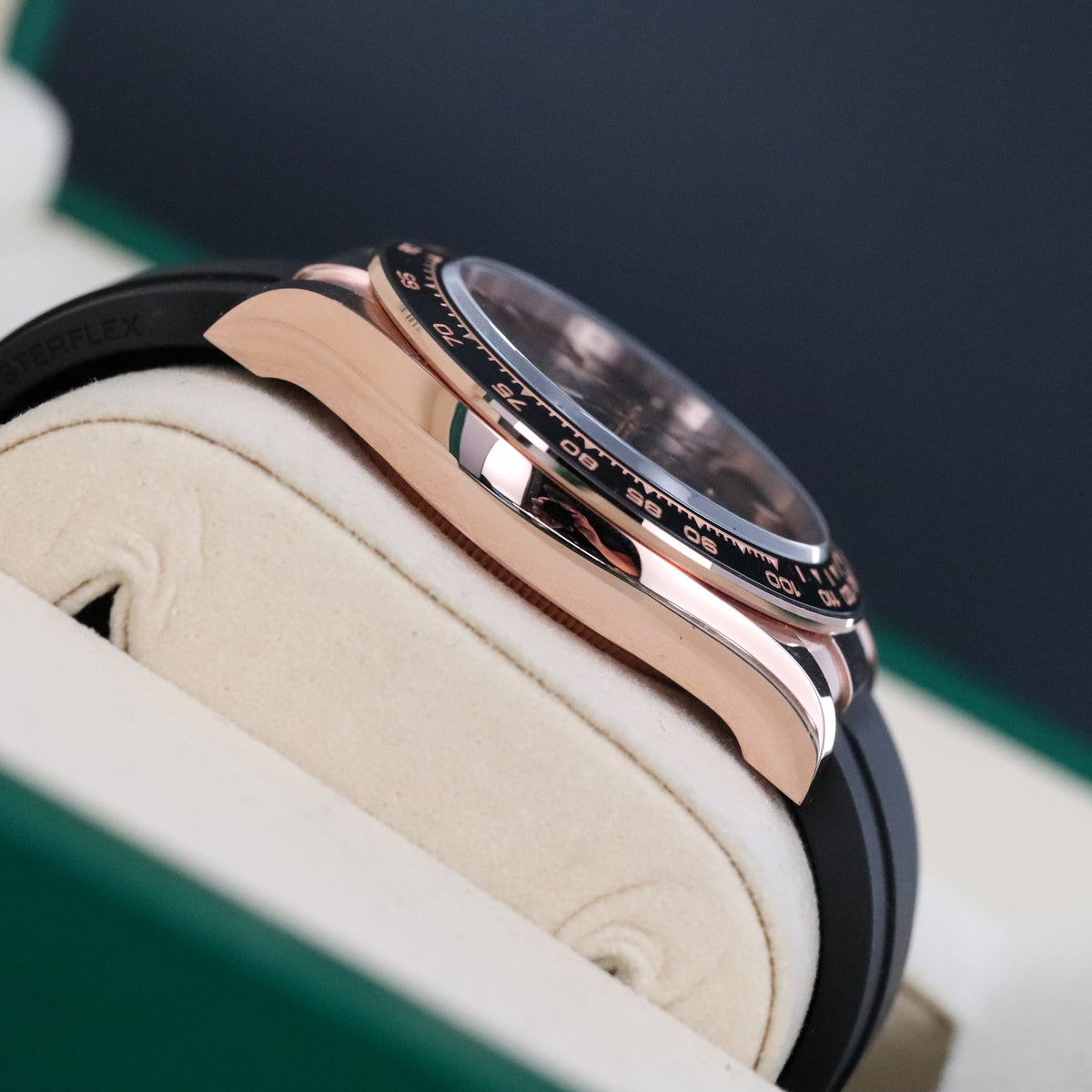 Rolex Cosmograph Daytona 2025 Complete 40mm Rose Gold Brown Dial Black Oysterflex Strap 126515LN