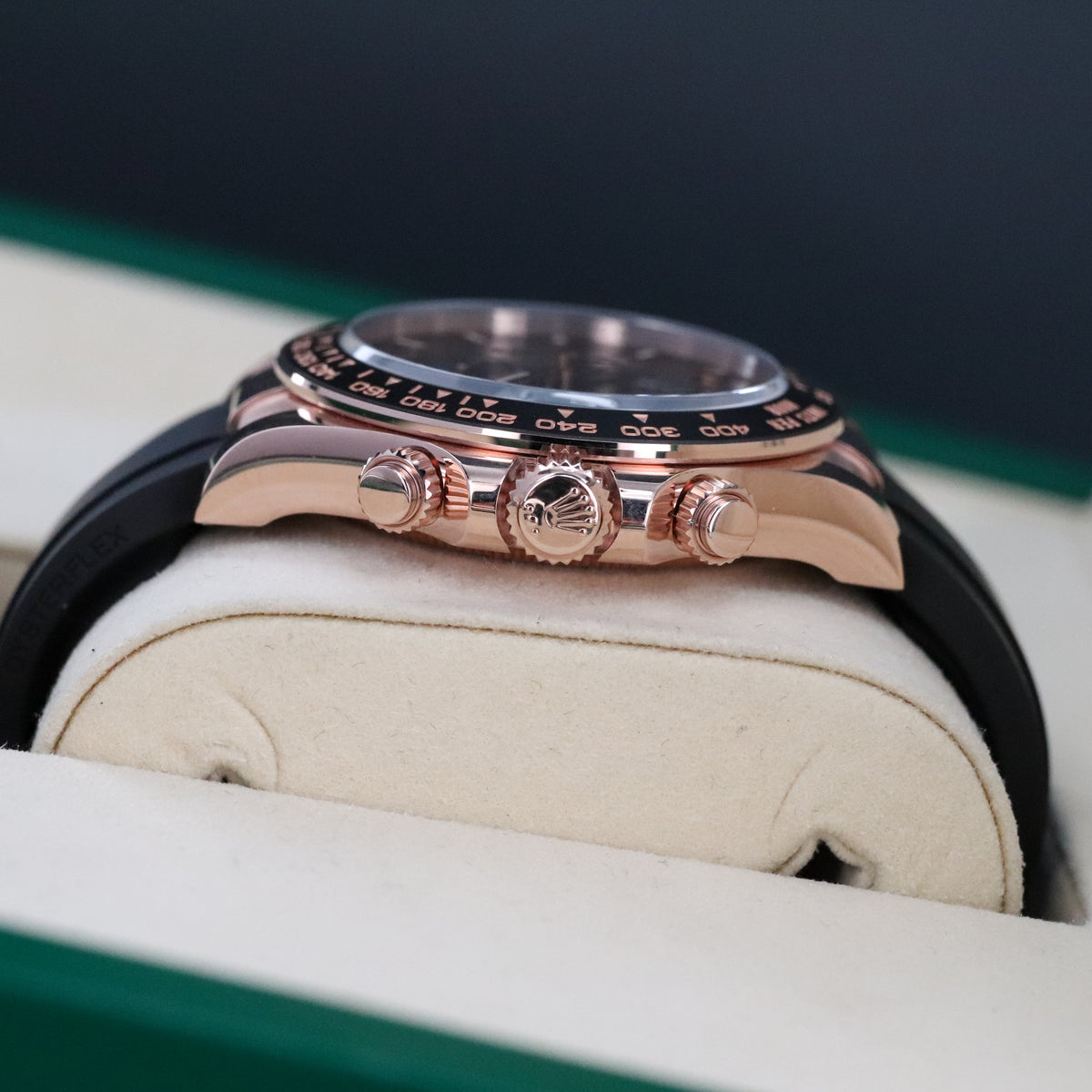 Rolex Cosmograph Daytona 2025 Complete 40mm Rose Gold Brown Dial Black Oysterflex Strap 126515LN