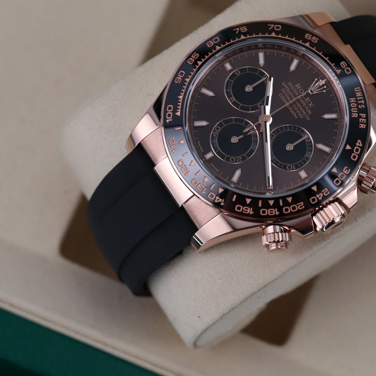 Rolex Cosmograph Daytona 2025 Complete 40mm Rose Gold Brown Dial Black Oysterflex Strap 126515LN